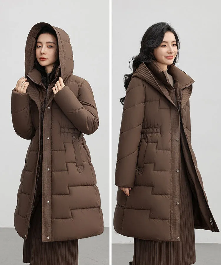 Hooded Thickened Puffer Jacket for Women with Quilted Warmth