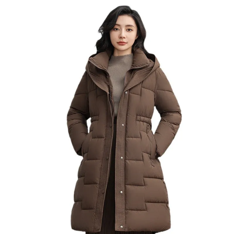 Hooded Thickened Puffer Jacket for Women with Quilted Warmth