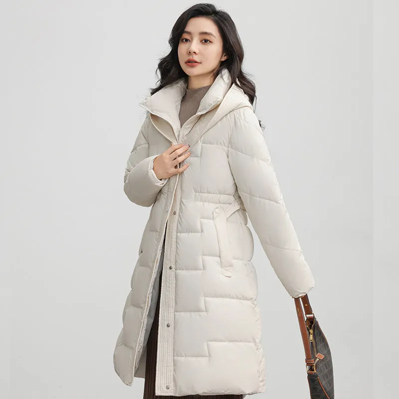 Hooded Thickened Puffer Jacket for Women with Quilted Warmth