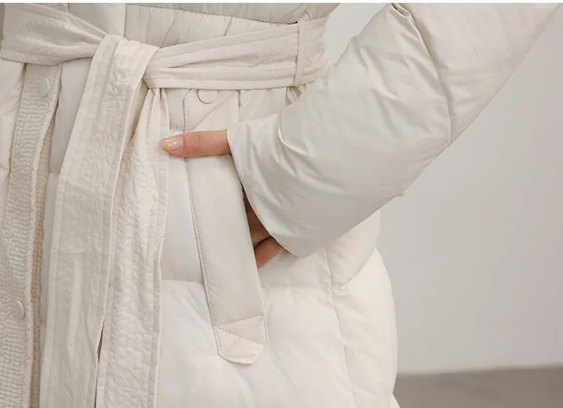 Hooded Thickened Puffer Jacket for Women with Quilted Warmth
