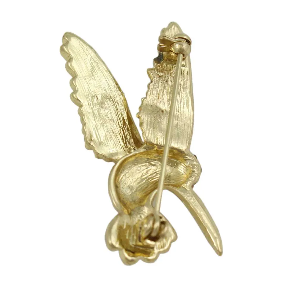 Hummingbird Brooch Pin with Tan Crystals - PRB458