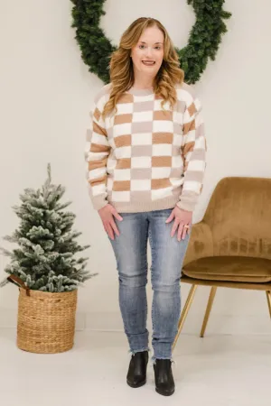 I Have to Have You Mixed Checked Print Sweater