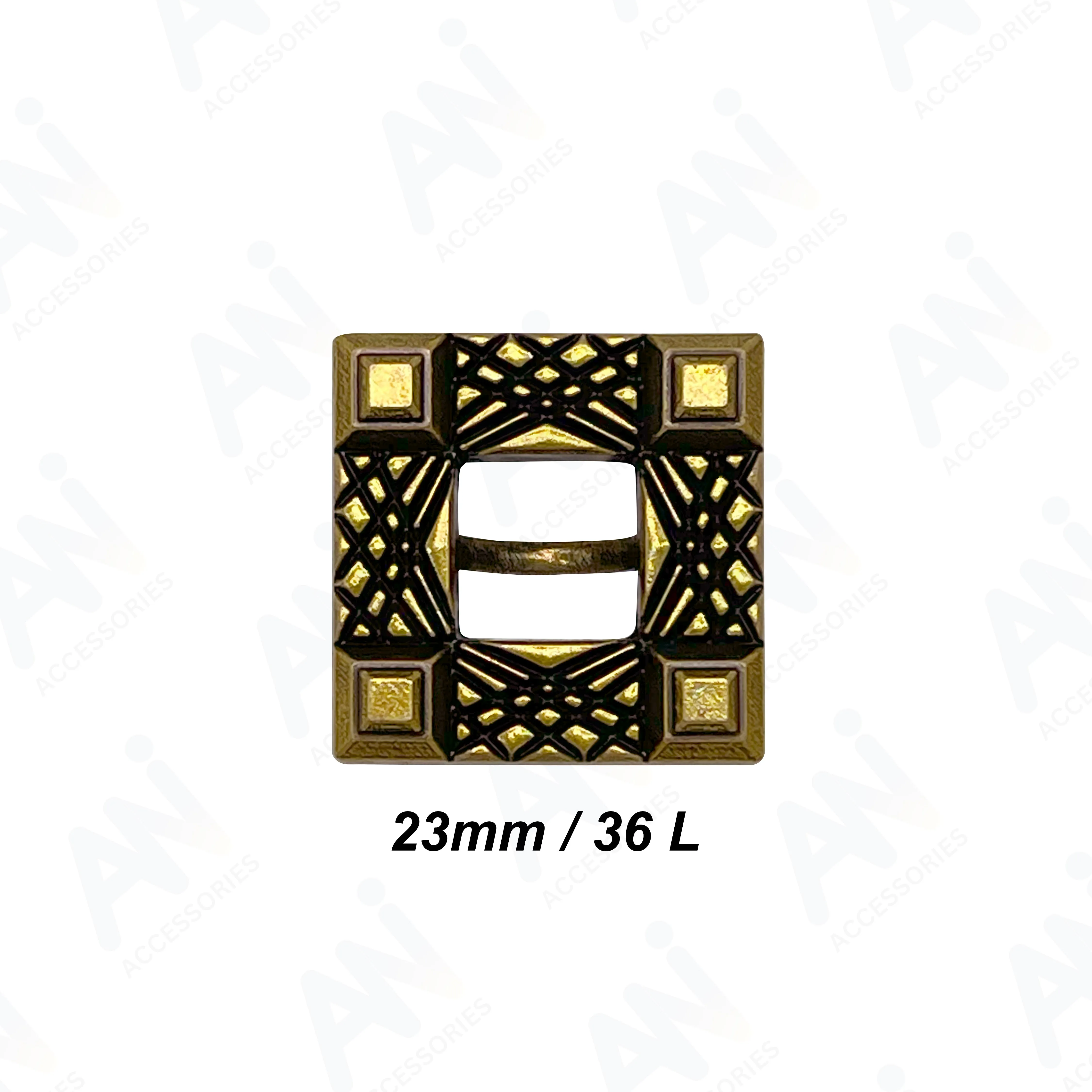 Intricate Square Metal Button for Clothing and Crafts