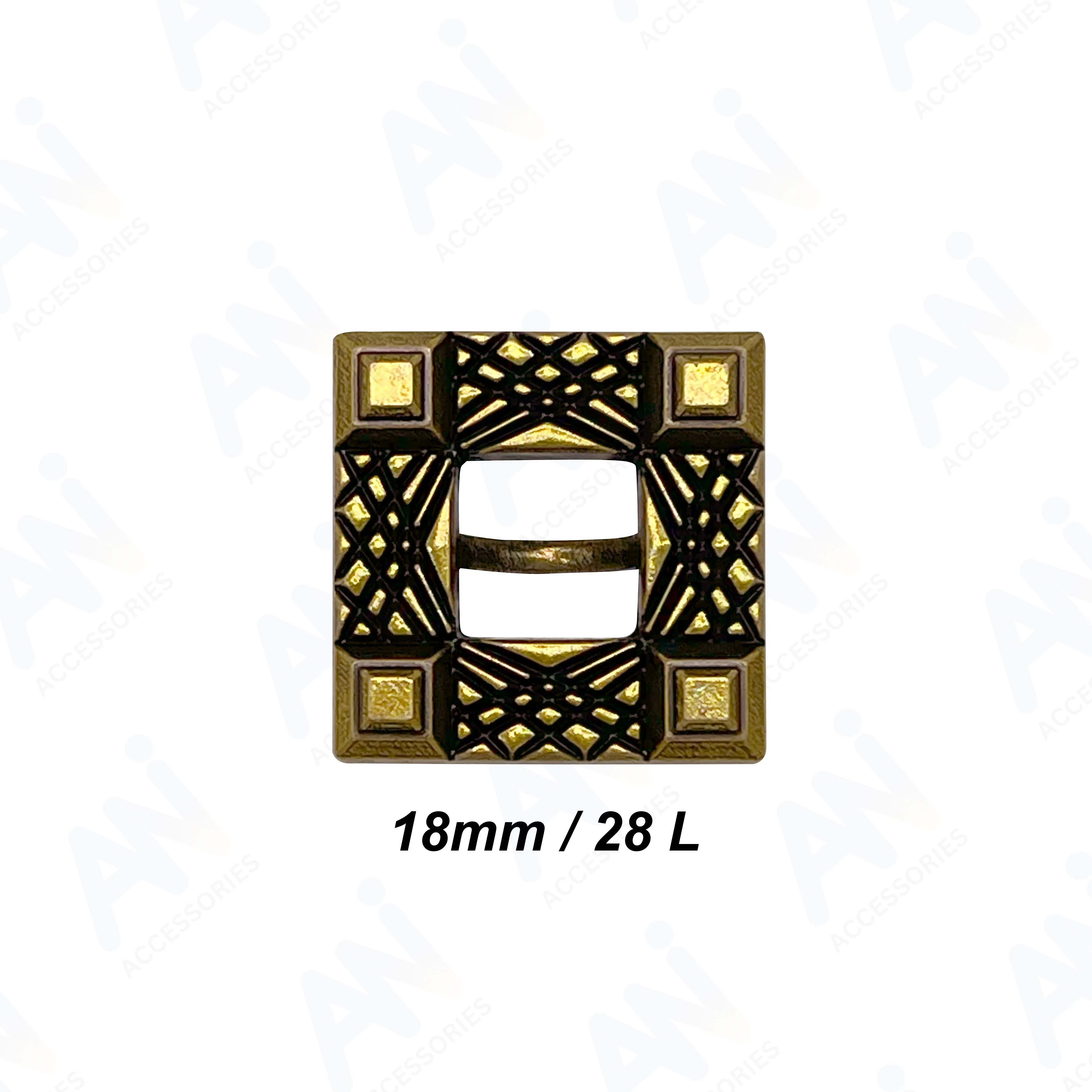 Intricate Square Metal Button for Clothing and Crafts