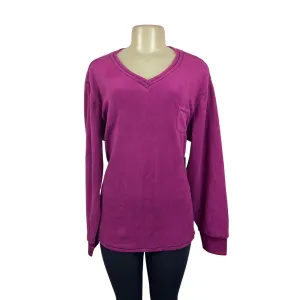 Jaclyn Intimates Magenta V-Neck Fleece Womens Sweatshirt Sz 2X - New