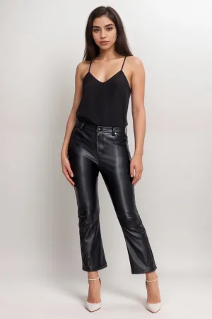 Johnny Was Black The Cropped Baby Boot Vegan Leather Pant JWD1141