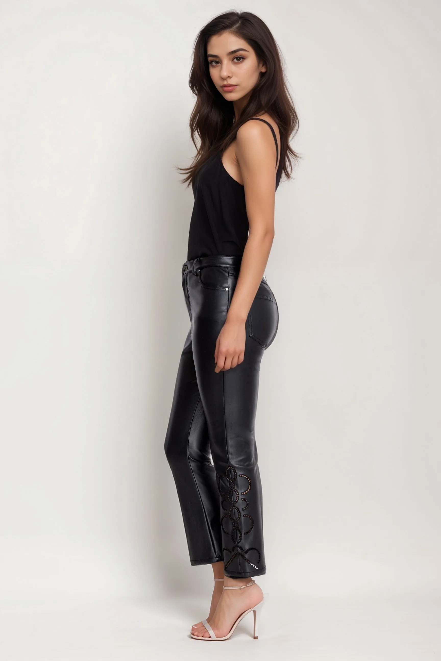 Johnny Was Black The Cropped Baby Boot Vegan Leather Pant JWD1141
