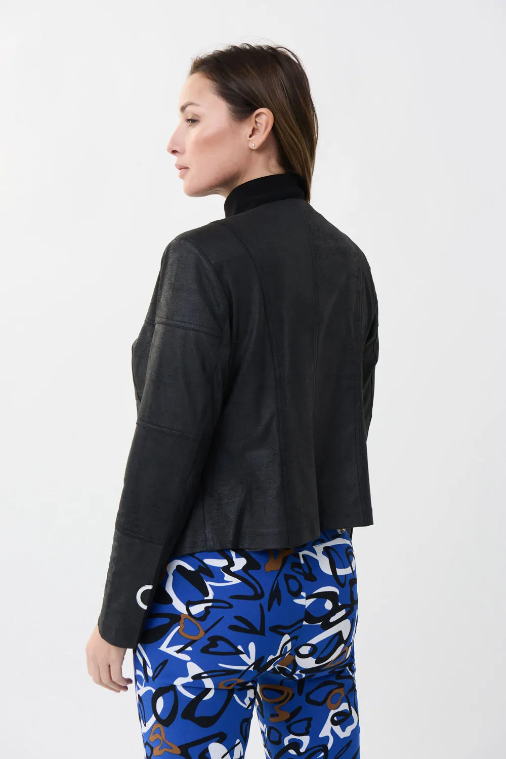 Joseph Ribkoff Black  Metallic Suede Jacket Style 222900