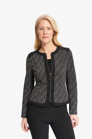 Joseph Ribkoff Black/Silver Zip Up Blazer Style 214099