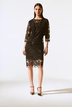 Joseph Ribkoff Silky Knit And Sequins Lace Bolero Jr243737