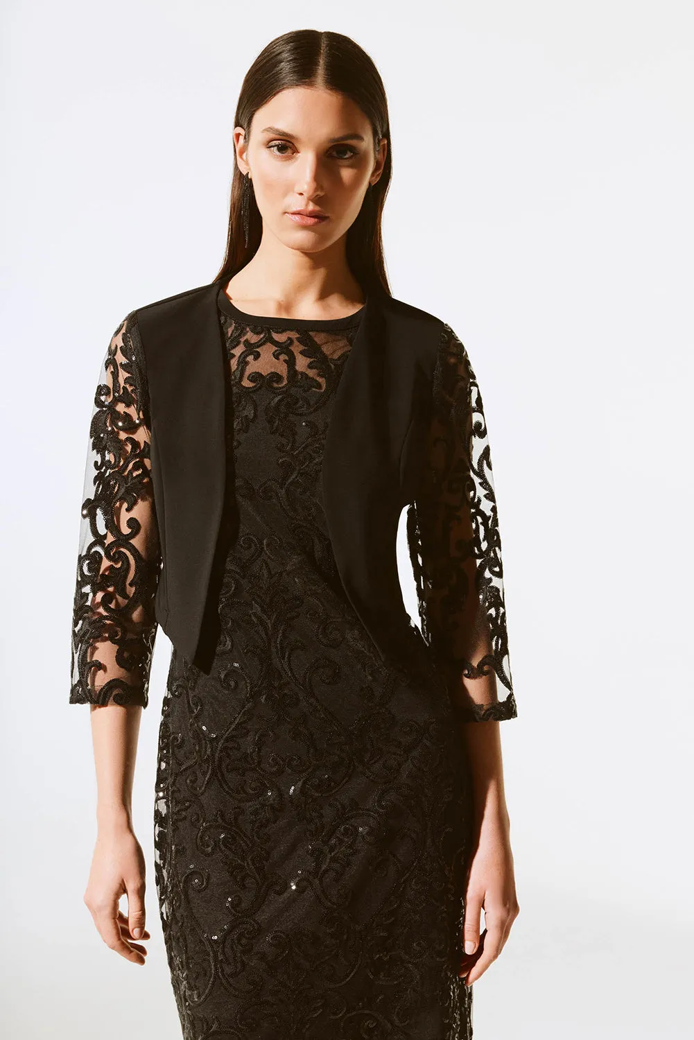 Joseph Ribkoff Silky Knit And Sequins Lace Bolero Jr243737