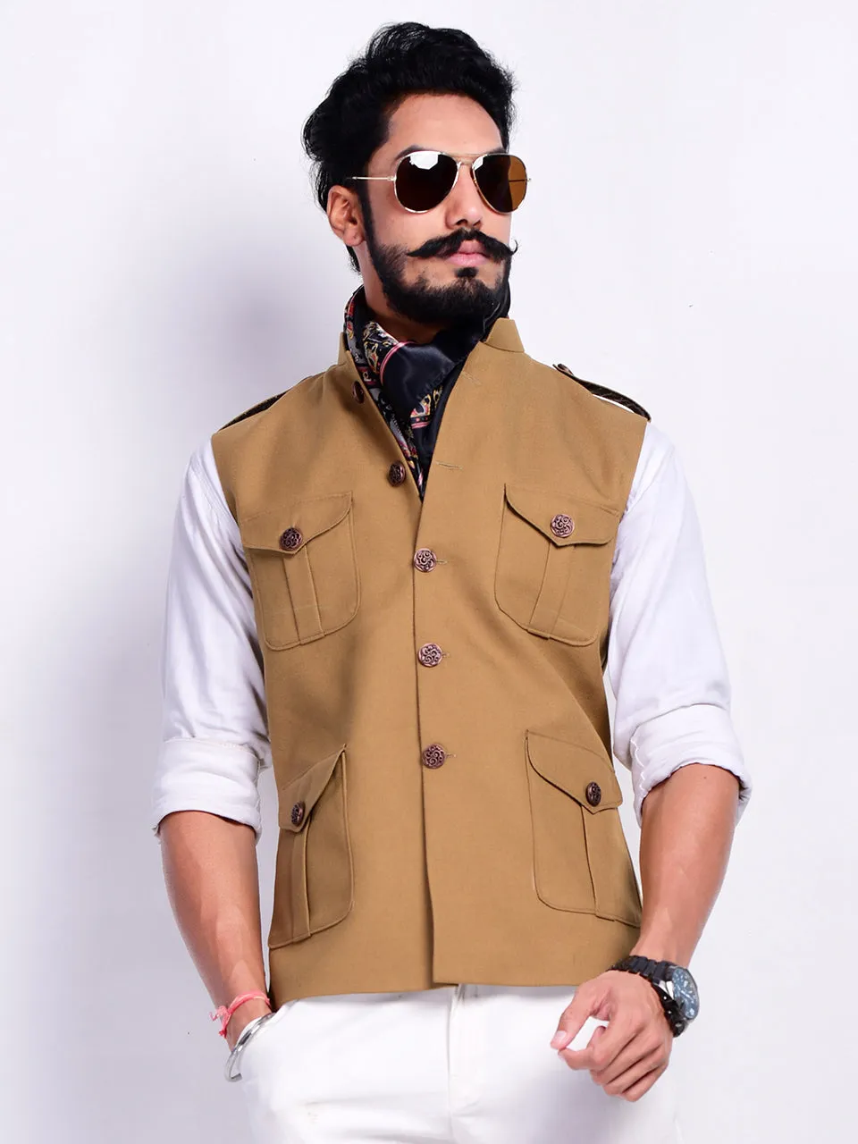Khakhi Brown Colour Semi Hunting Jacket T.R