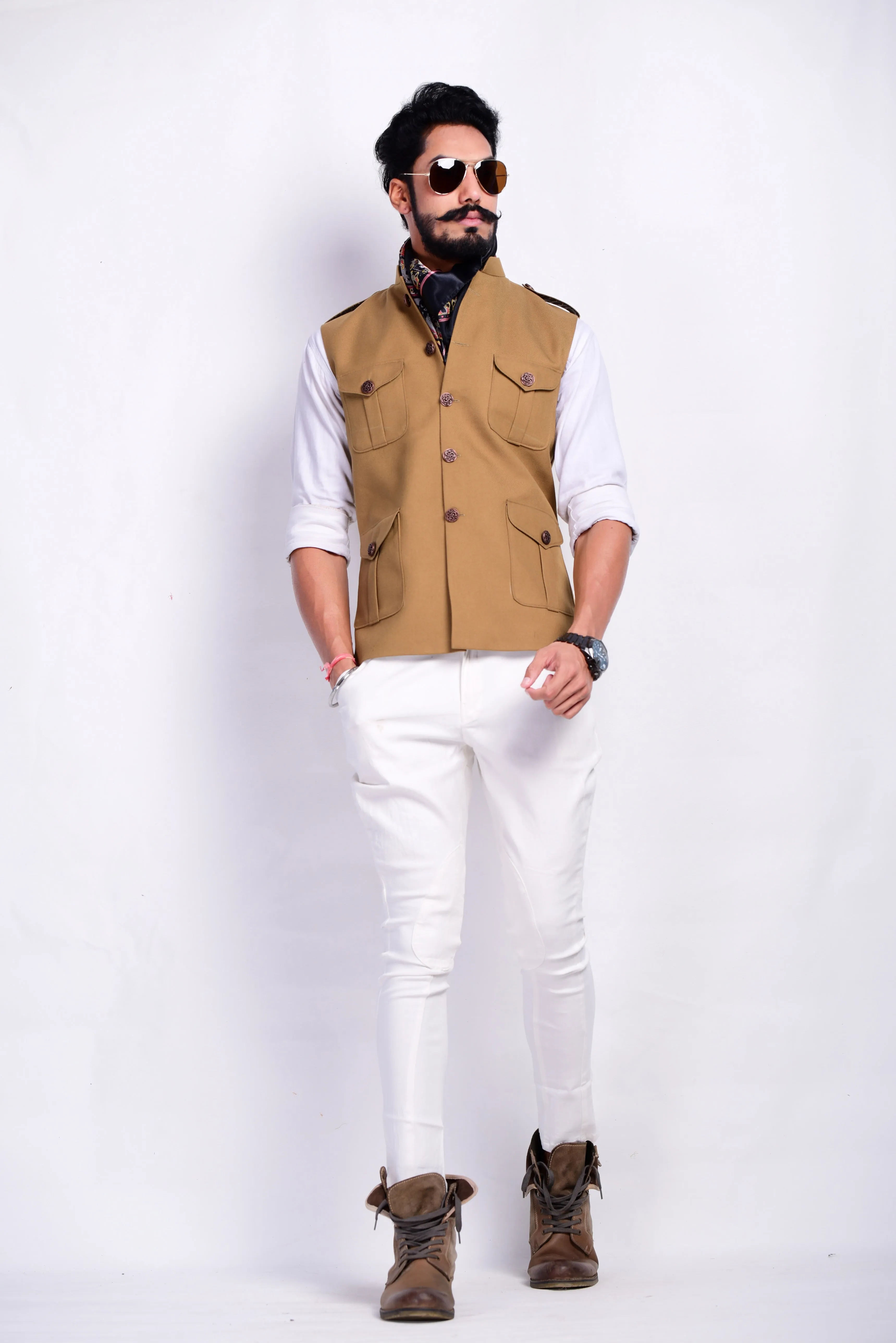 Khakhi Brown Colour Semi Hunting Jacket T.R