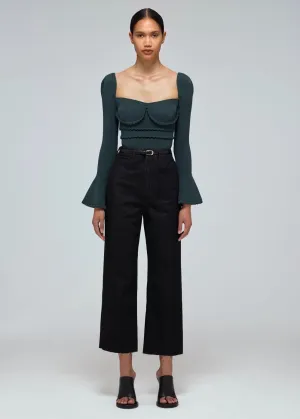Knit Scallop Edge Top (Khaki)