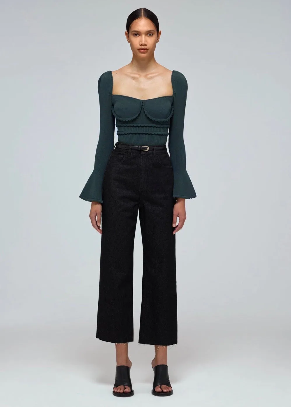 Knit Scallop Edge Top (Khaki)