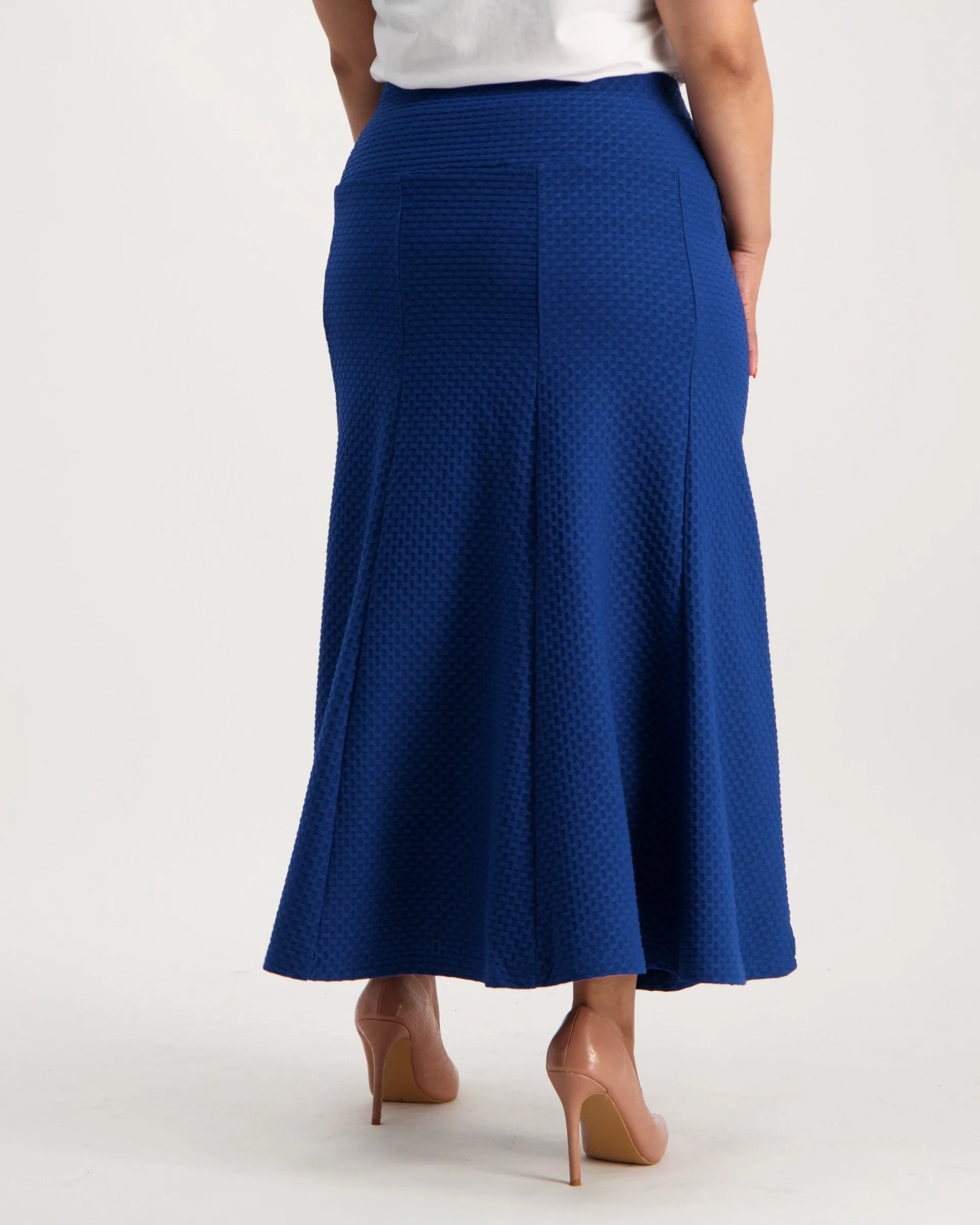 Ladies A-Line Pintuck Skirt - Navy