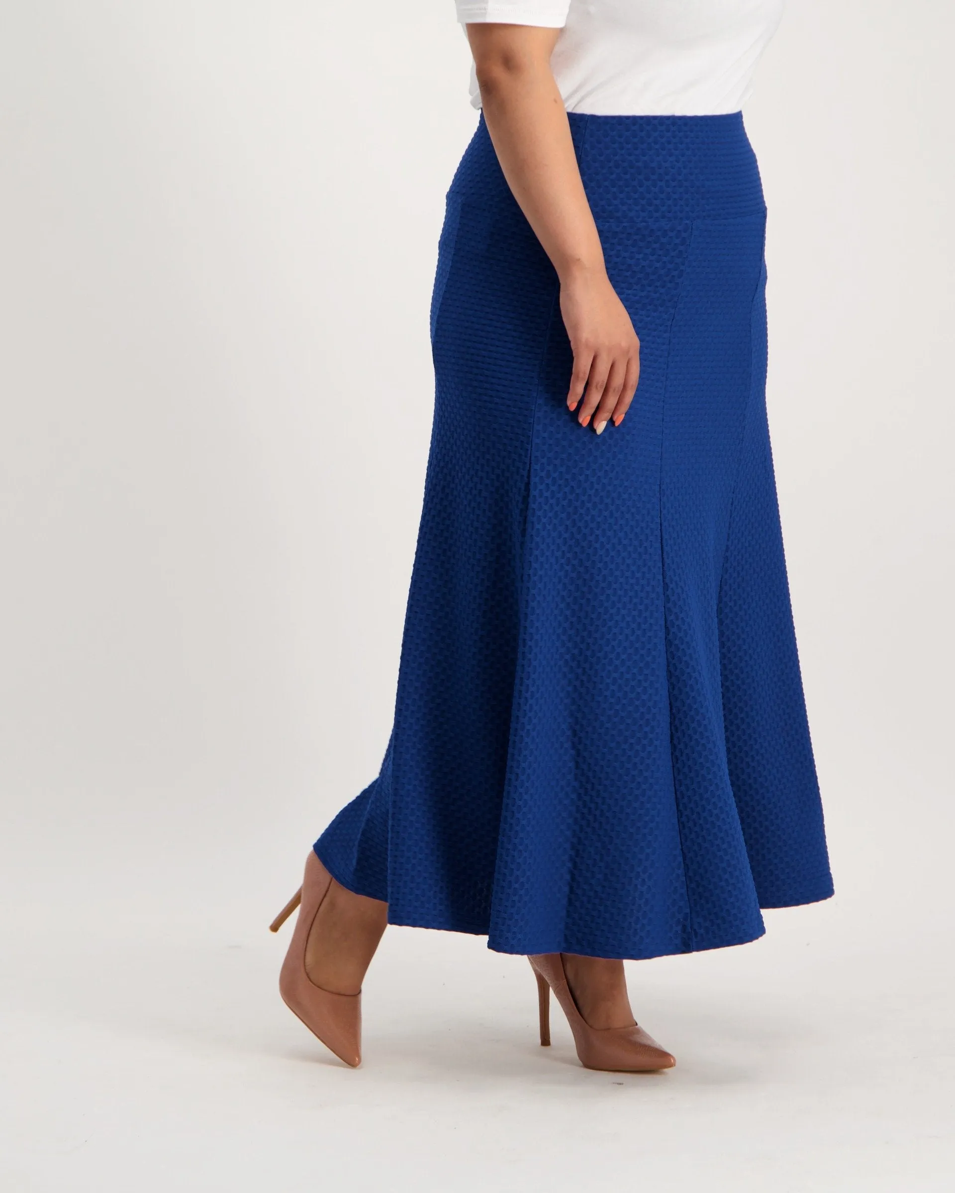 Ladies A-Line Pintuck Skirt - Navy
