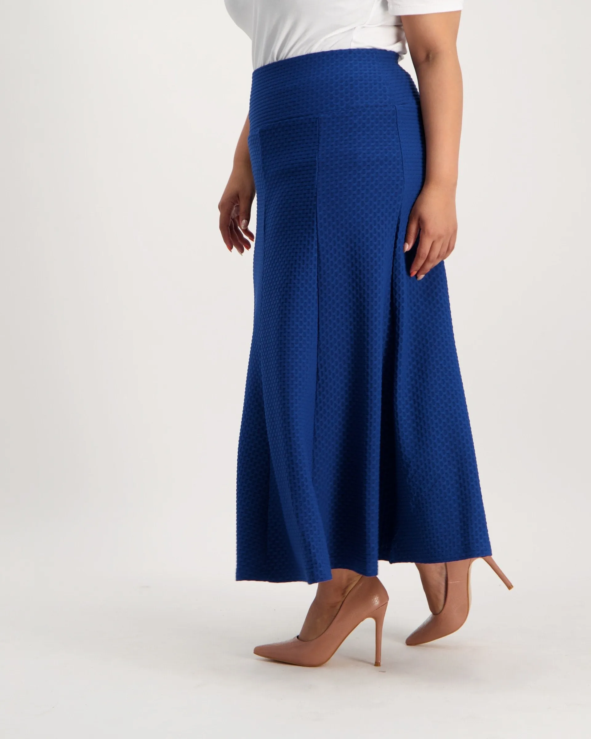 Ladies A-Line Pintuck Skirt - Navy
