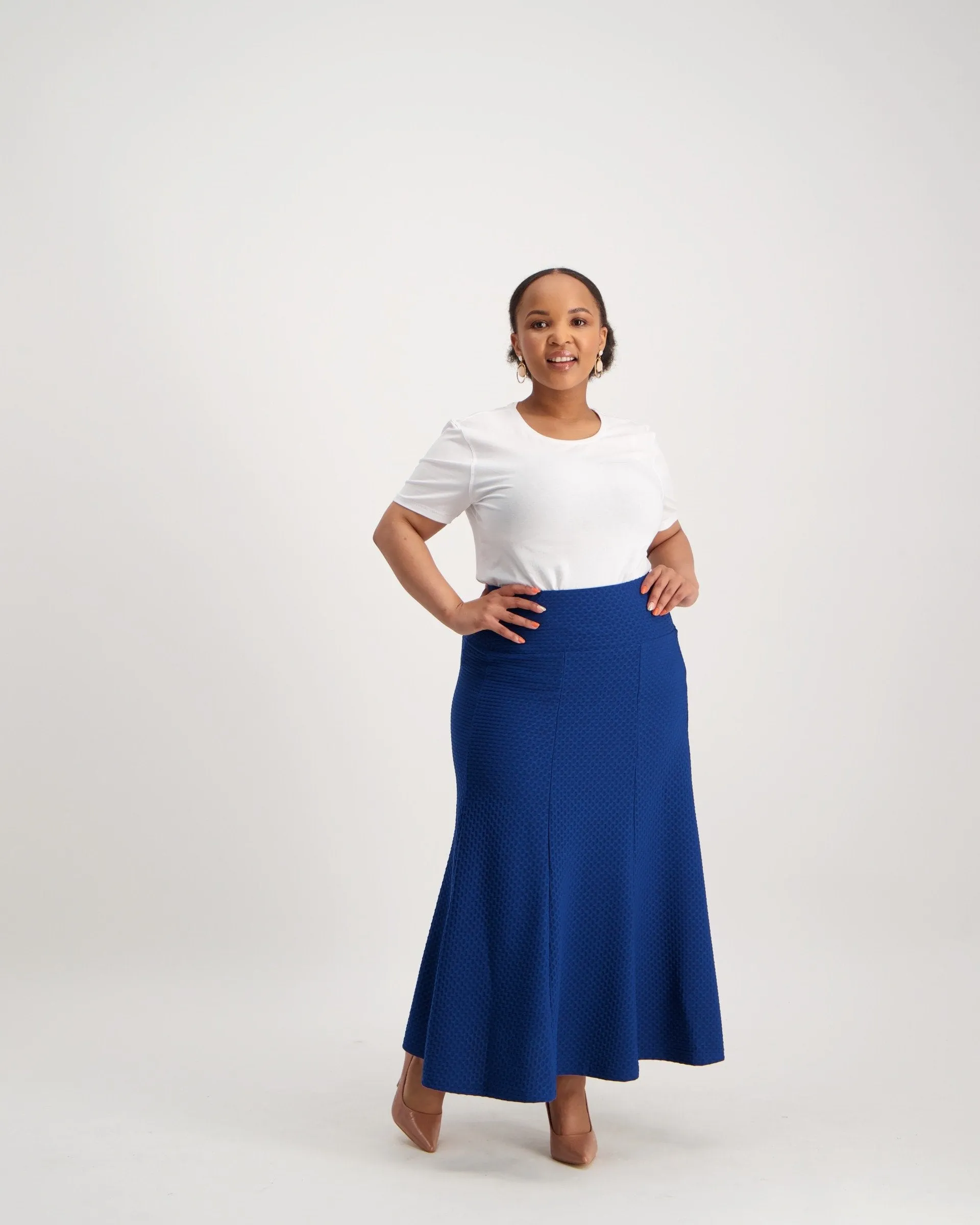 Ladies A-Line Pintuck Skirt - Navy