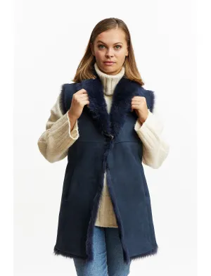 Lambskin Gilet reversible 2in1 - navy