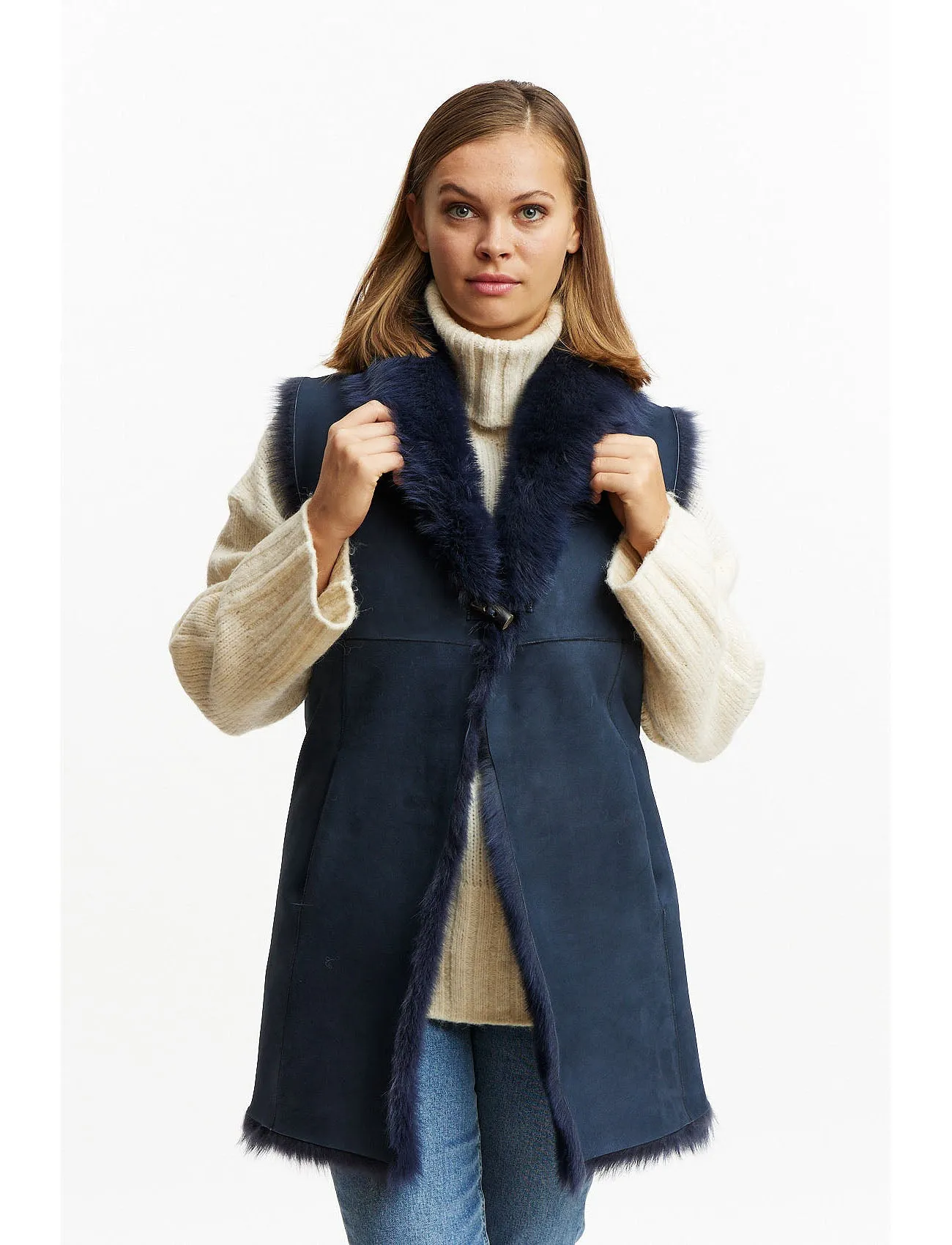Lambskin Gilet reversible 2in1 - navy