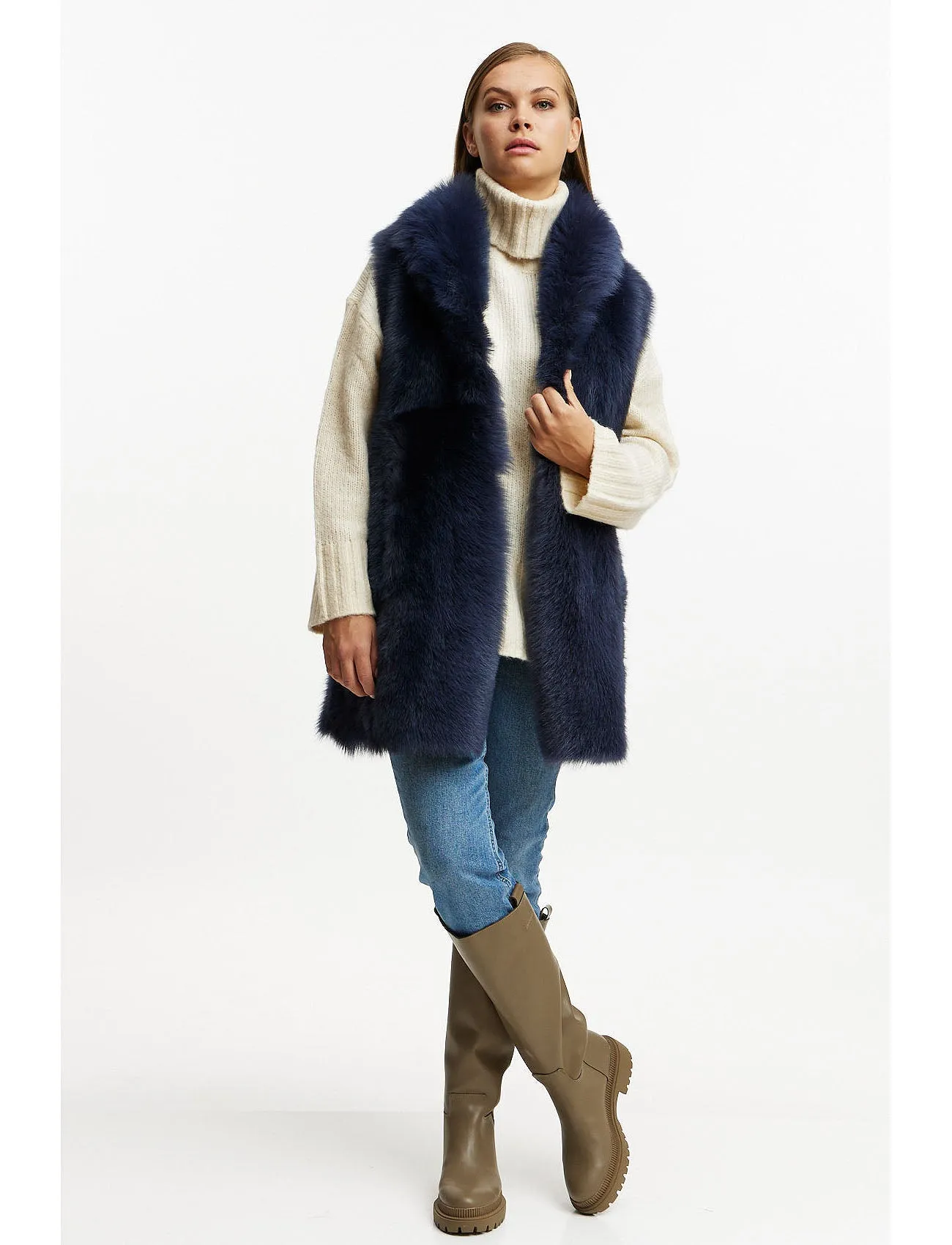 Lambskin Gilet reversible 2in1 - navy