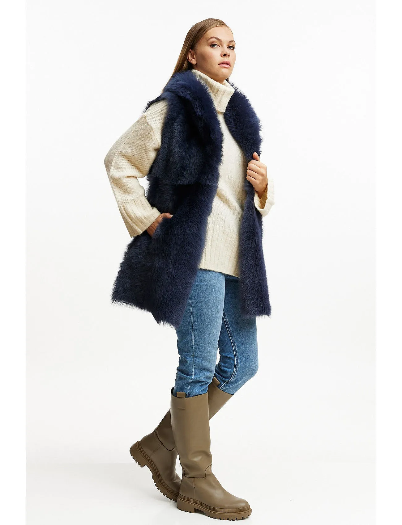 Lambskin Gilet reversible 2in1 - navy