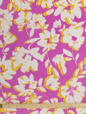 Large Floral Swim Performance Knit Deadstock - Pink   Yellow   White - Swatch