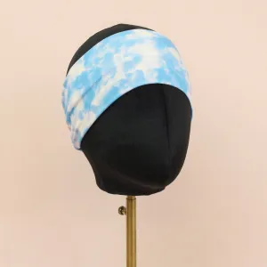 Light Blue and White Stretch Headband