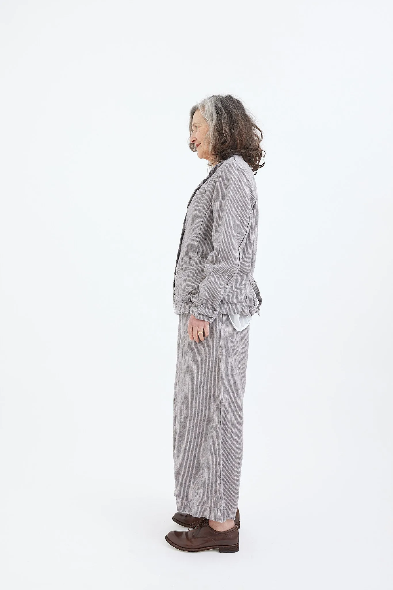 Lila Fitted Blazer - Pebble Stripe Linen