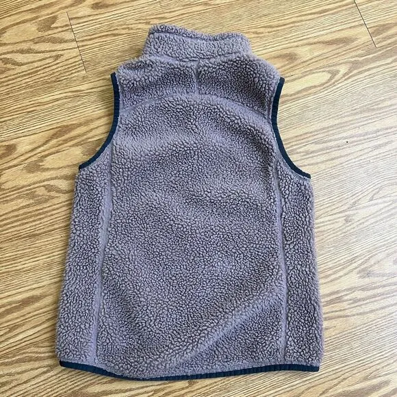 ll bean women's size small purple full zip comfort mountain pile fleece vest