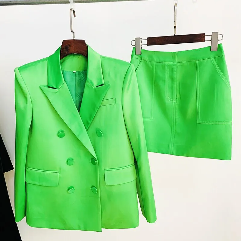 Long Sleeve Button Blazer, 3pcs Set