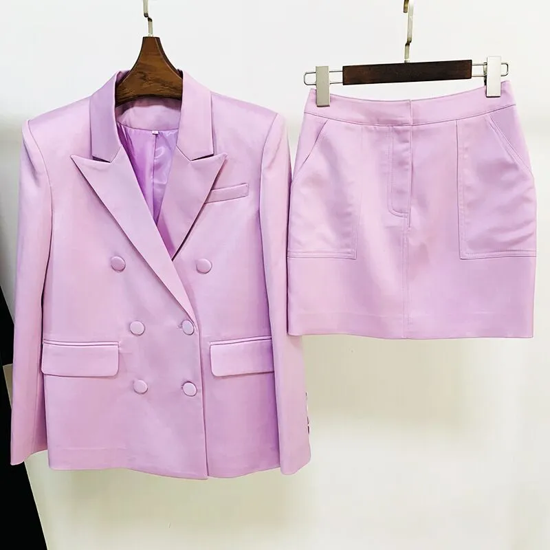 Long Sleeve Button Blazer, 3pcs Set