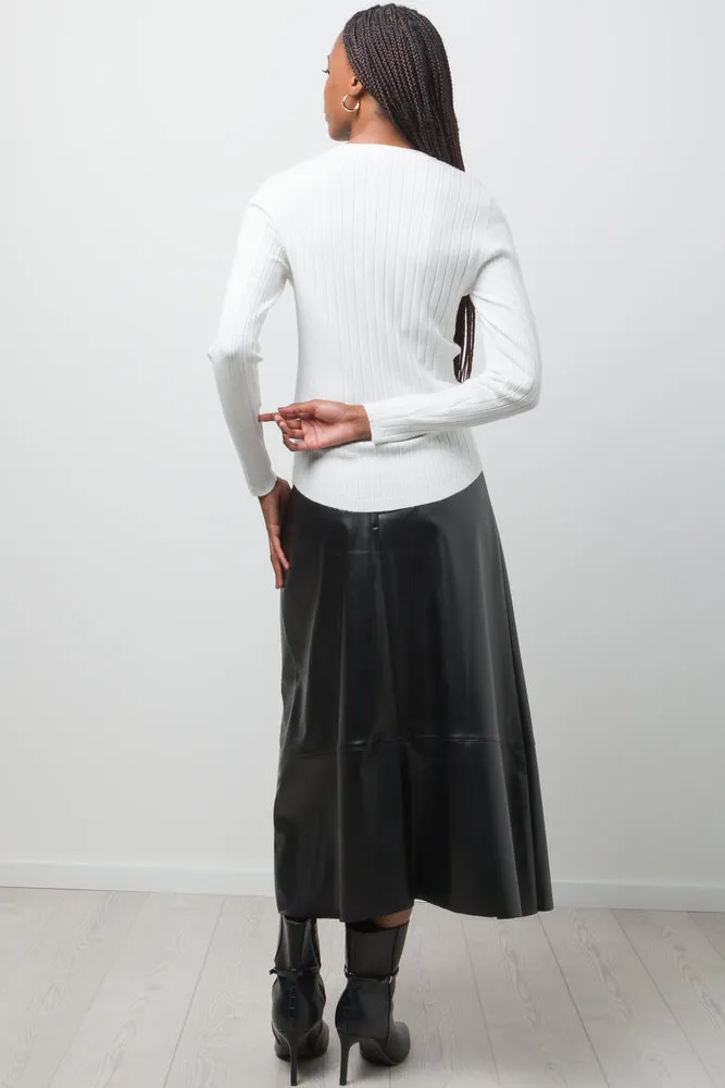 Long Sleeve Rib Crew Neck Cream