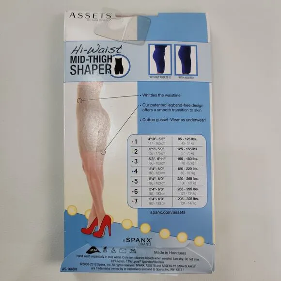 LOT OF 5 Spanx Assets Hi Waist Mid Thigh Shaper Size 4 Nude 5'4&quot;-6'0&quot;/180-220lbs