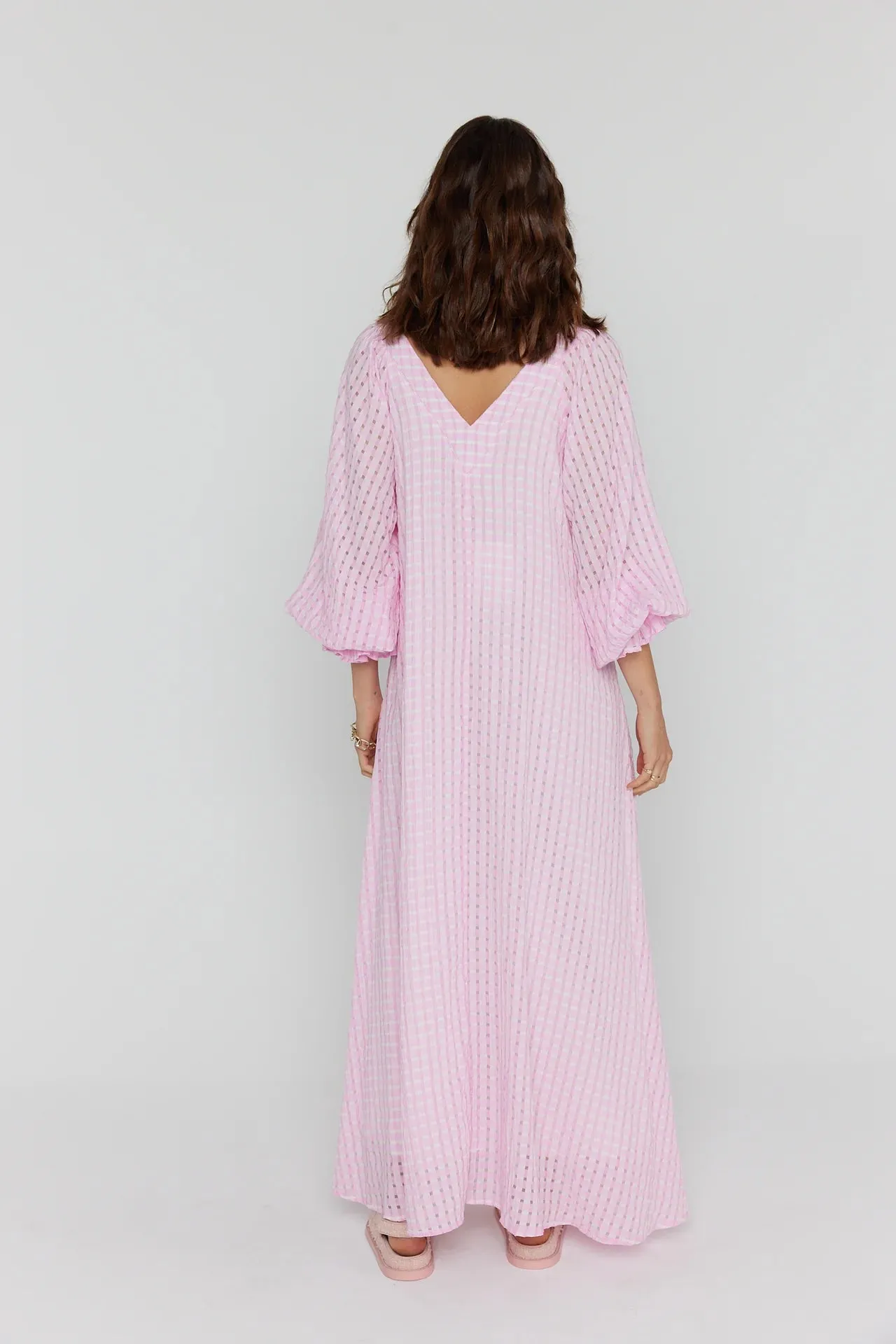 Madero Dress in Pink Chequer