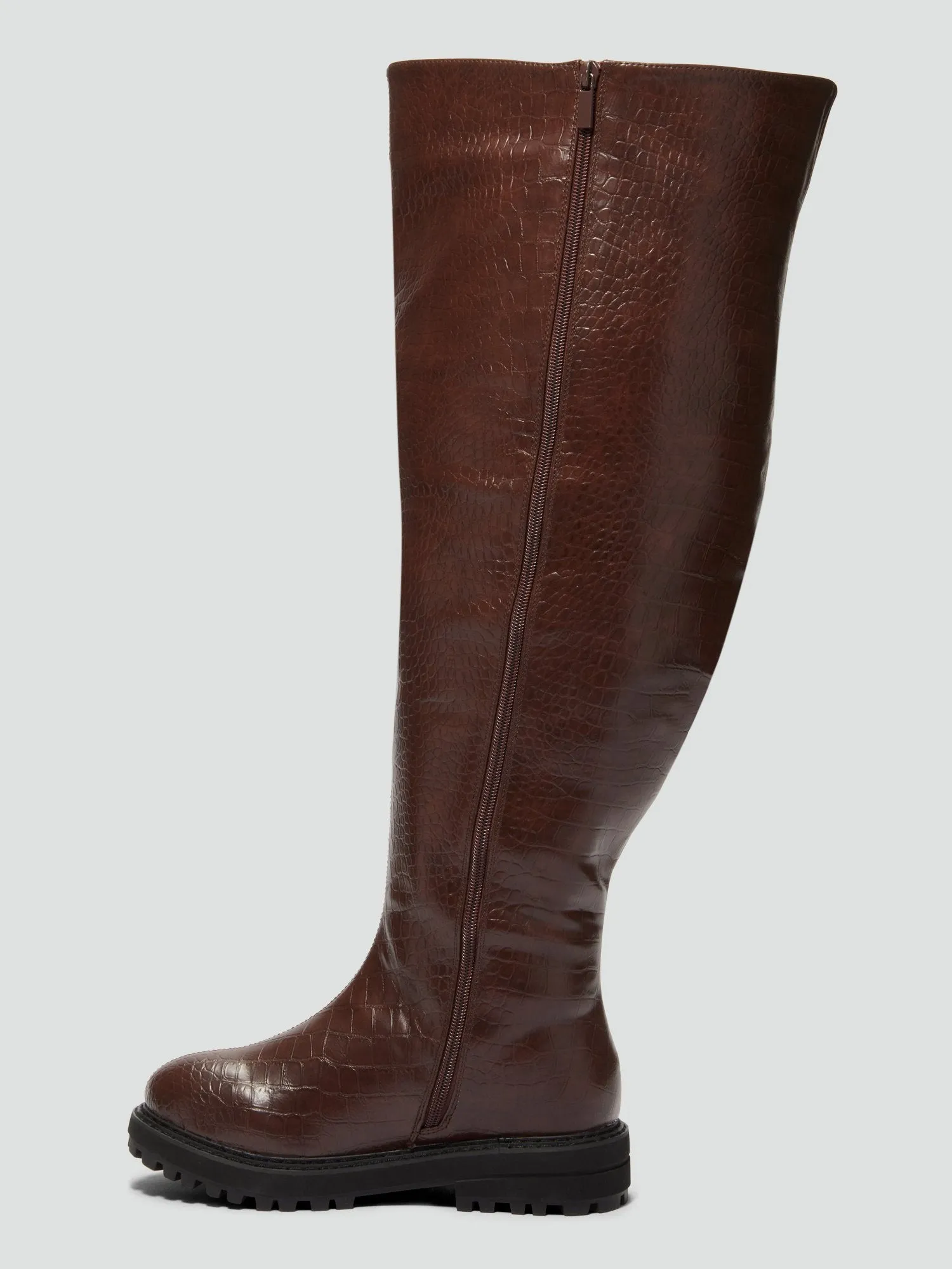 Malia Over-The-Knee Crocodile Texture Boots