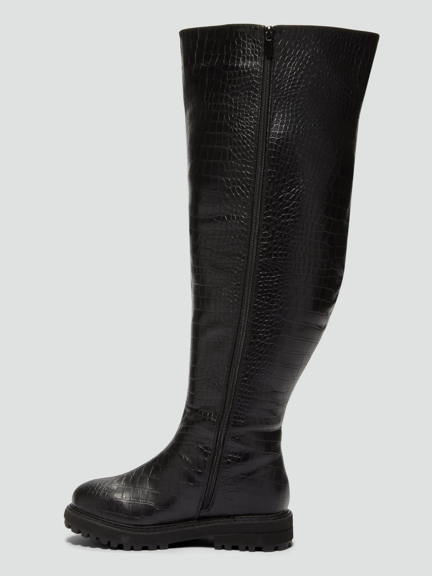 Malia Over-The-Knee Crocodile Texture Boots