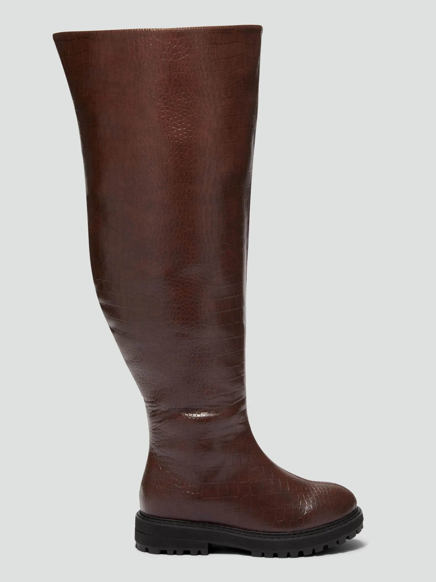 Malia Over-The-Knee Crocodile Texture Boots