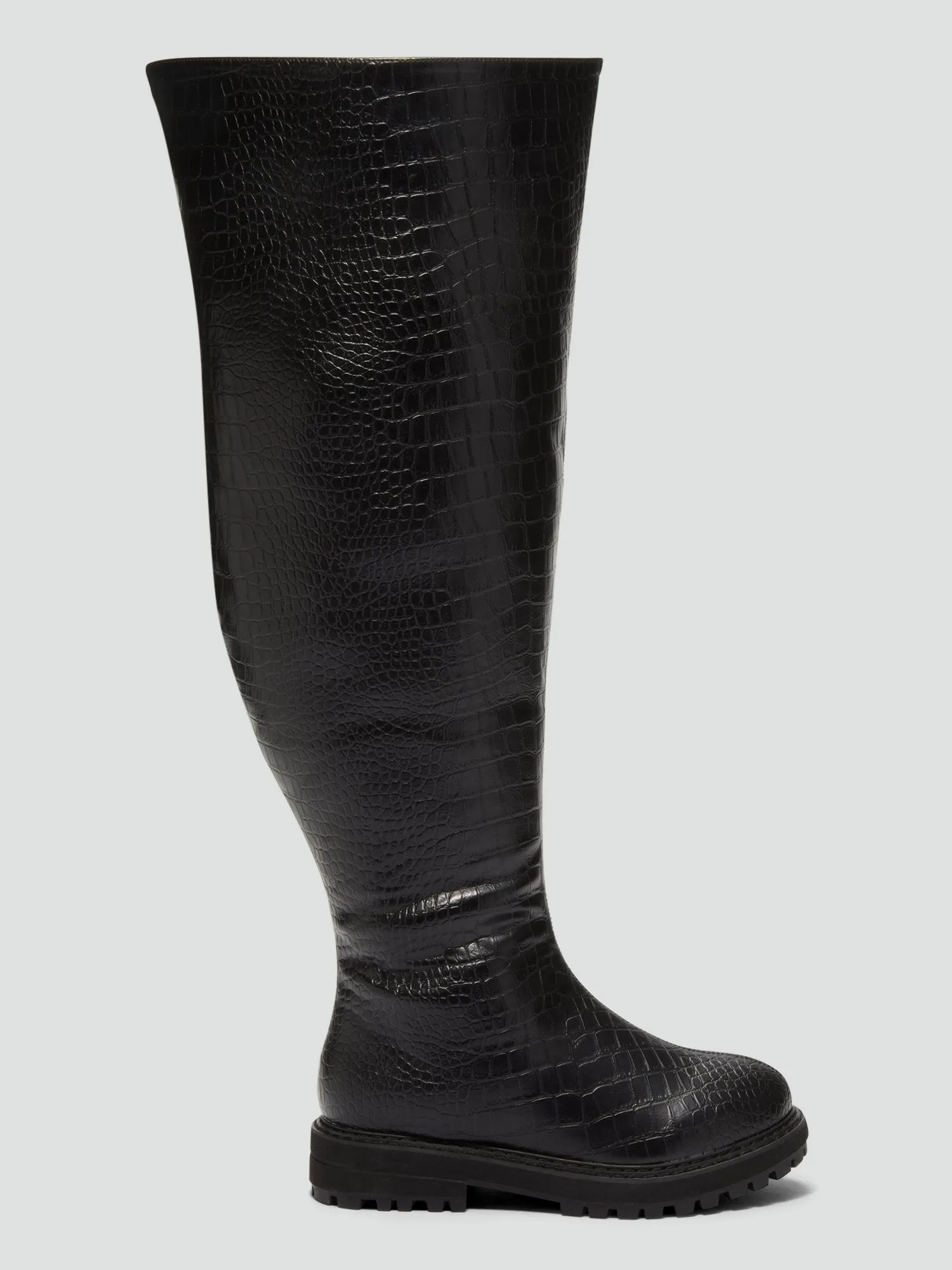 Malia Over-The-Knee Crocodile Texture Boots