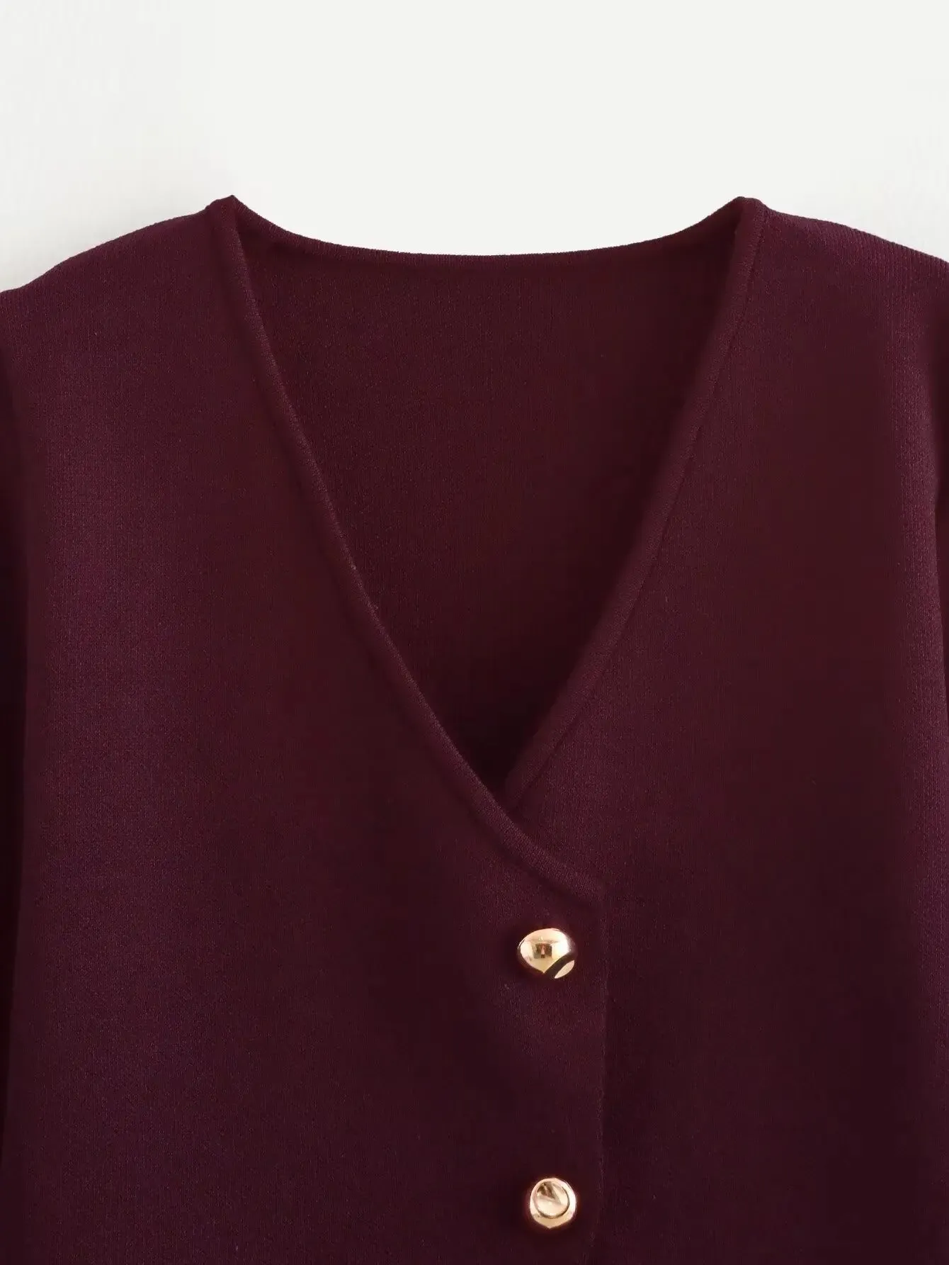 Maribell | Vintage Golden Button V-Neck Sweater