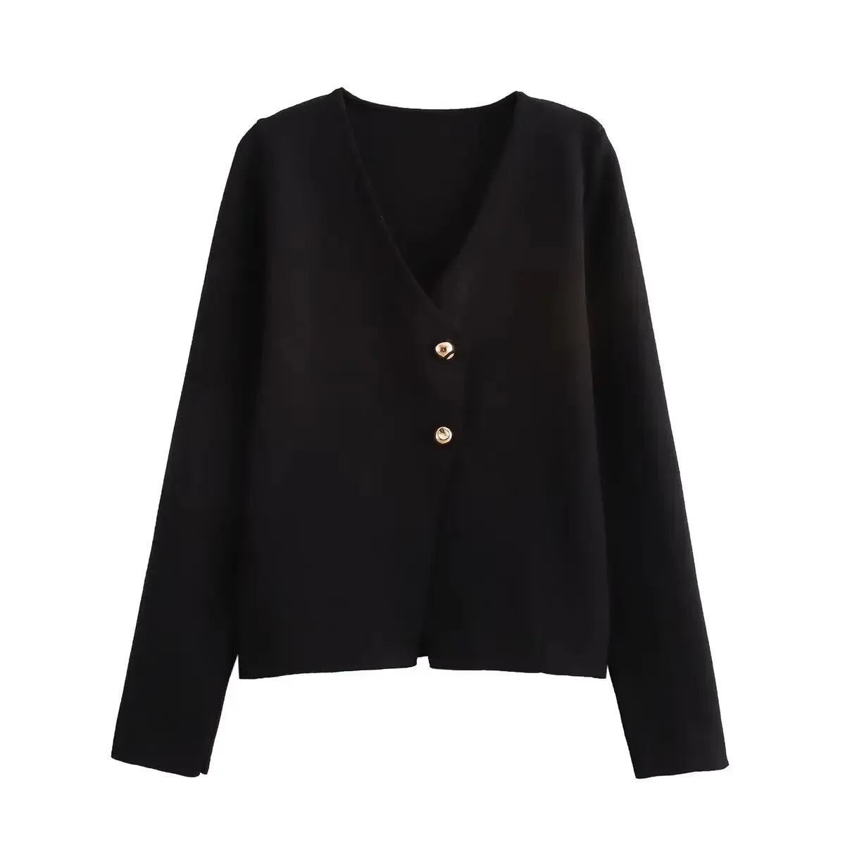 Maribell | Vintage Golden Button V-Neck Sweater