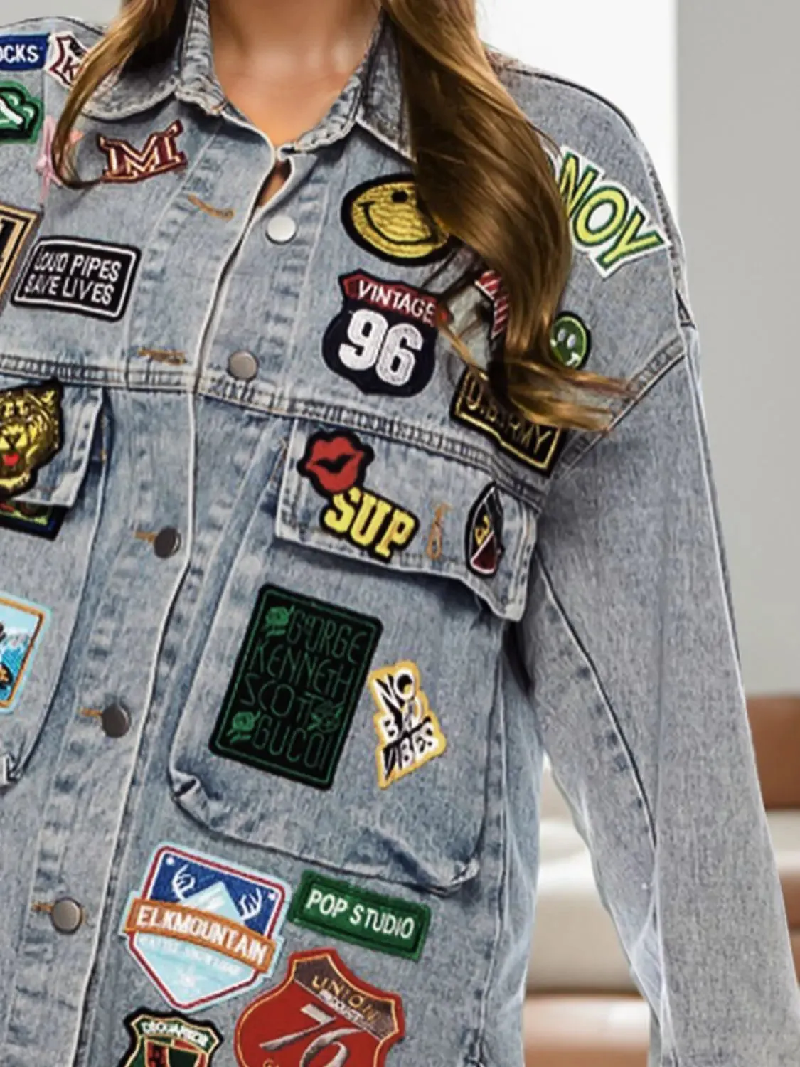 'Marina' Denim Patchwork Embroidery Jacket