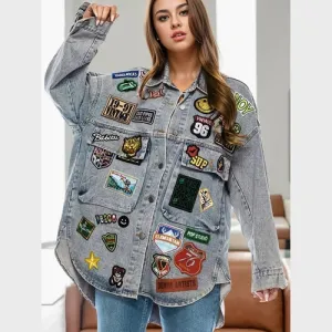 'Marina' Denim Patchwork Embroidery Jacket