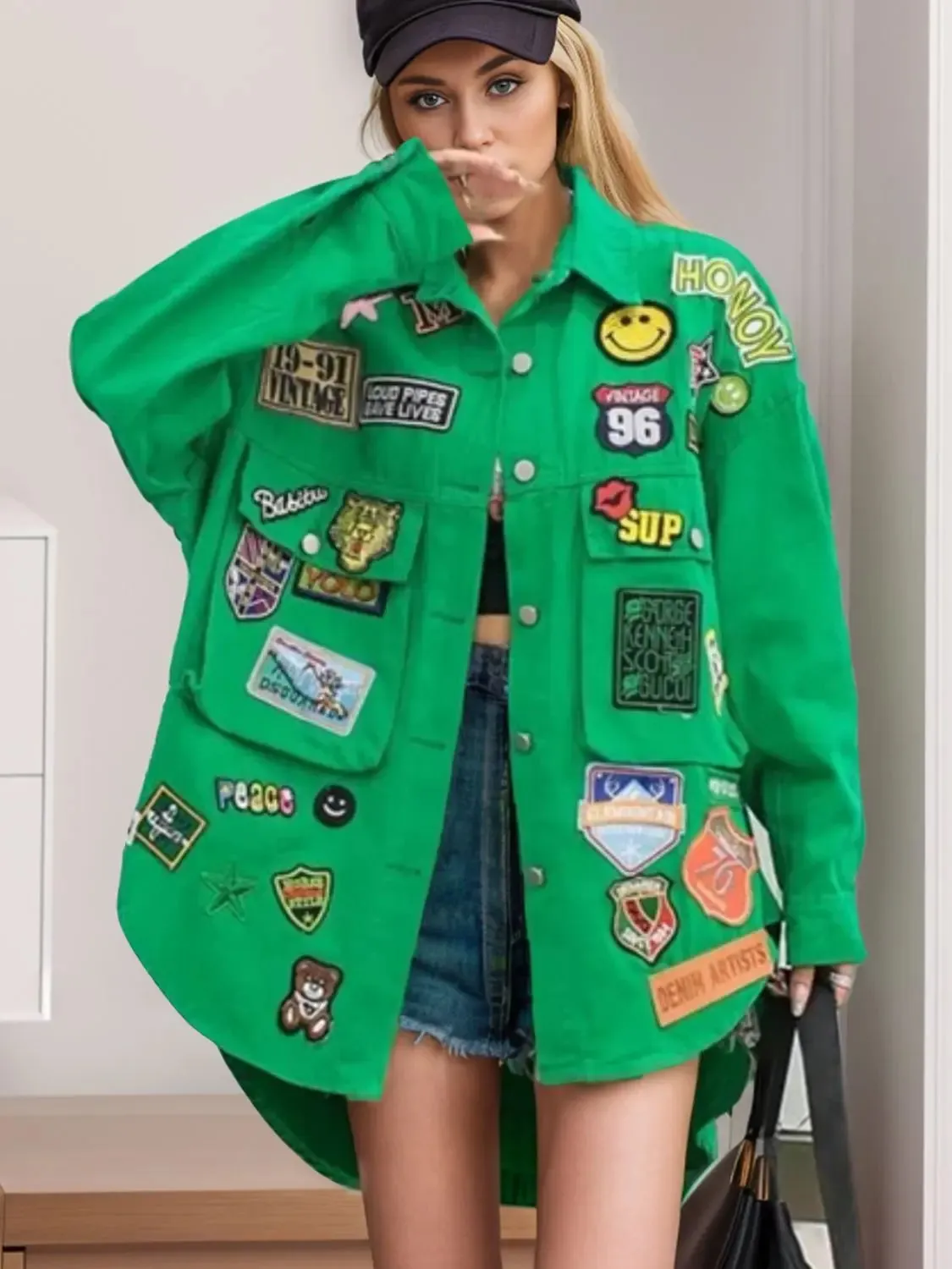 'Marina' Denim Patchwork Embroidery Jacket