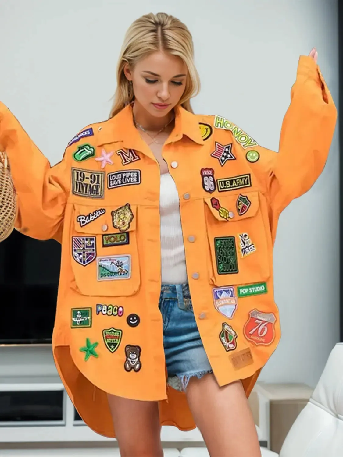 'Marina' Denim Patchwork Embroidery Jacket