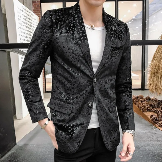 Men Paisley Floral Jackets Wine Red Golden Stage Suit Jacket Elegant Wedding Mens Blazer