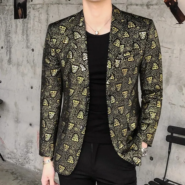 Men Paisley Floral Jackets Wine Red Golden Stage Suit Jacket Elegant Wedding Mens Blazer