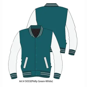 MEN'S CASUAL USA STATE COLOR SOLID VARSITY LEATHER BOMBER STYLE  VARSITY JACKETS