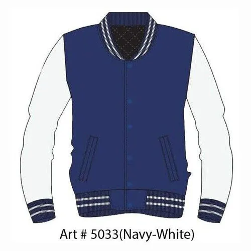 MEN'S CASUAL USA STATE COLOR SOLID VARSITY LEATHER BOMBER STYLE  VARSITY JACKETS